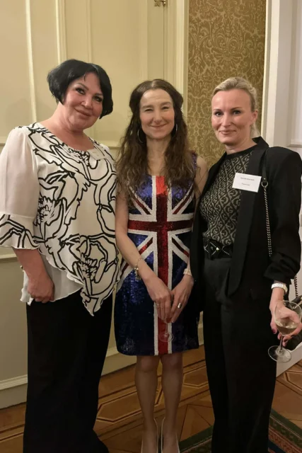 Annie Schur with British Ambassador Jan Thompson and Jeanette Grøndahl celebrating International Women's Day in Oslo.